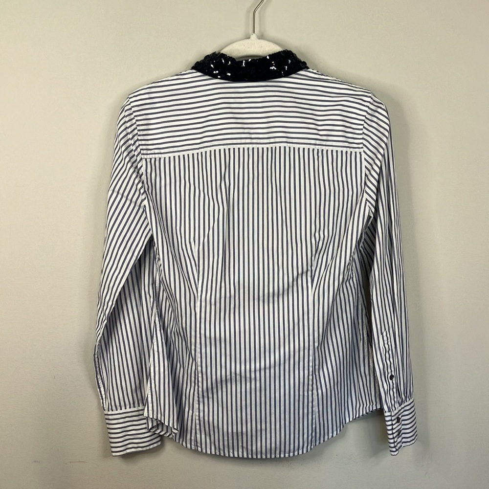J Crew Striped Button Down With Sequin Collar - image 5